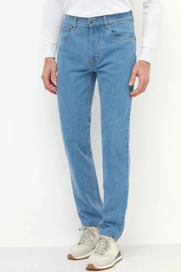 Light blue bleached jeans - Candiani cotton - Made in Italy