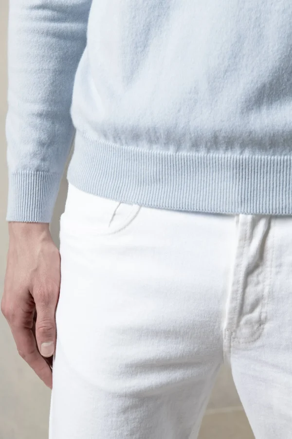 Light blue cashmere round neck – Made in italy