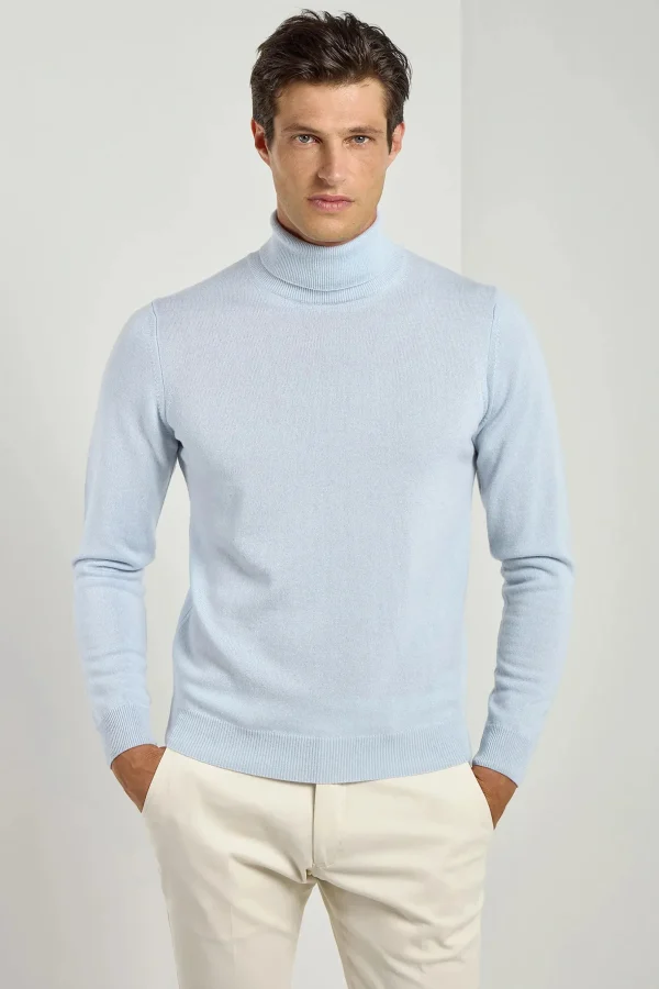 Light blue cashmere turtleneck – Made in italy