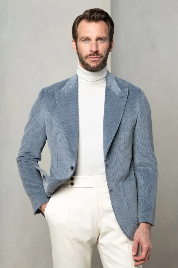 Light blue corduroy jacket "Soragna Capsule Collection" - Made in Italy