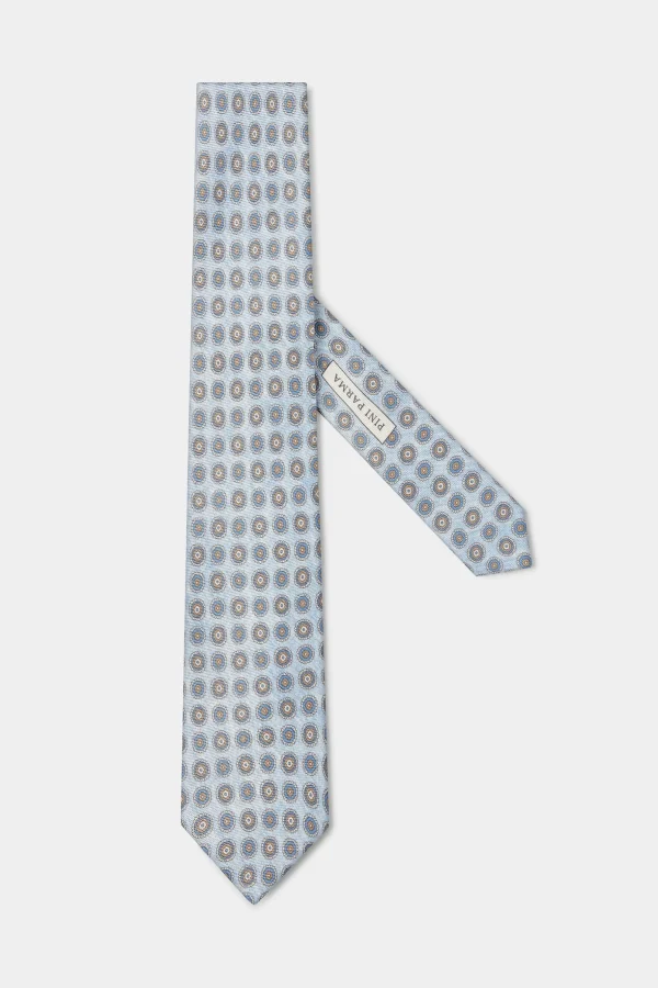 Light blue fancy silk tie - Made in Italy