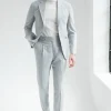 Light blue herringbone wool and cashmere suit – Made in Italy