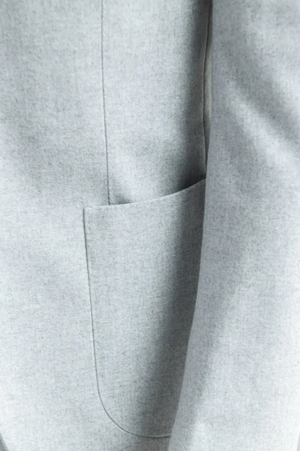 Light blue herringbone wool and cashmere suit – Made in Italy