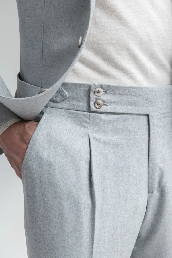 Light blue herringbone wool and cashmere suit – Made in Italy