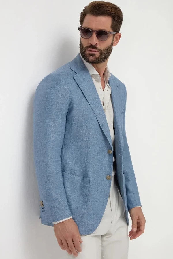 Light blue linen jacket - Made in Italy
