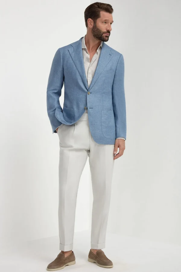 Light blue linen jacket - Made in Italy