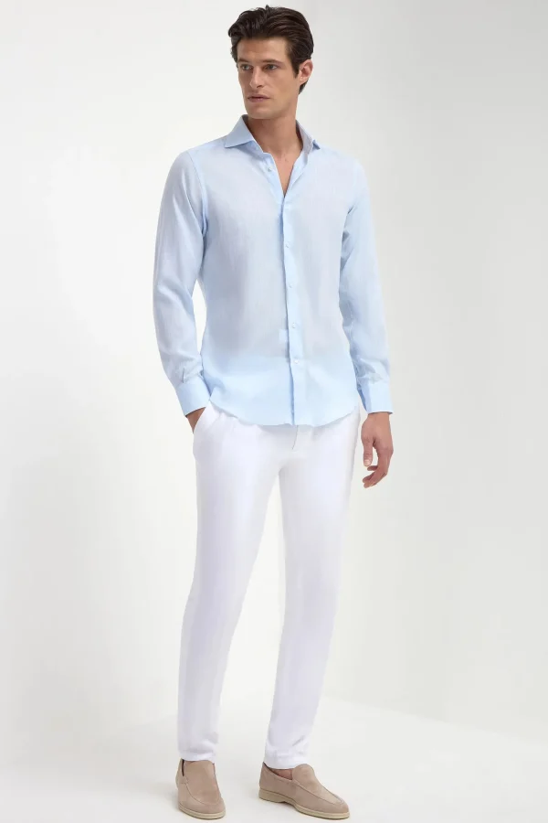 Light blue linen shirt - Made in Italy