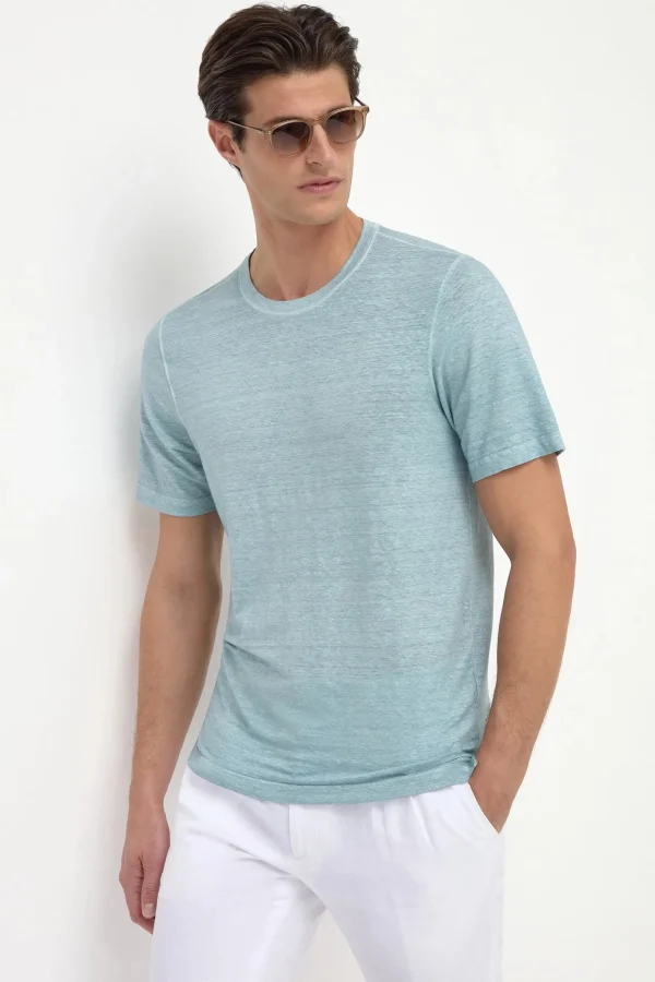 Light blue linen t-shirt - Made in Italy