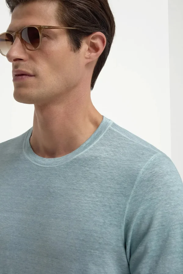 Light blue linen t-shirt - Made in Italy