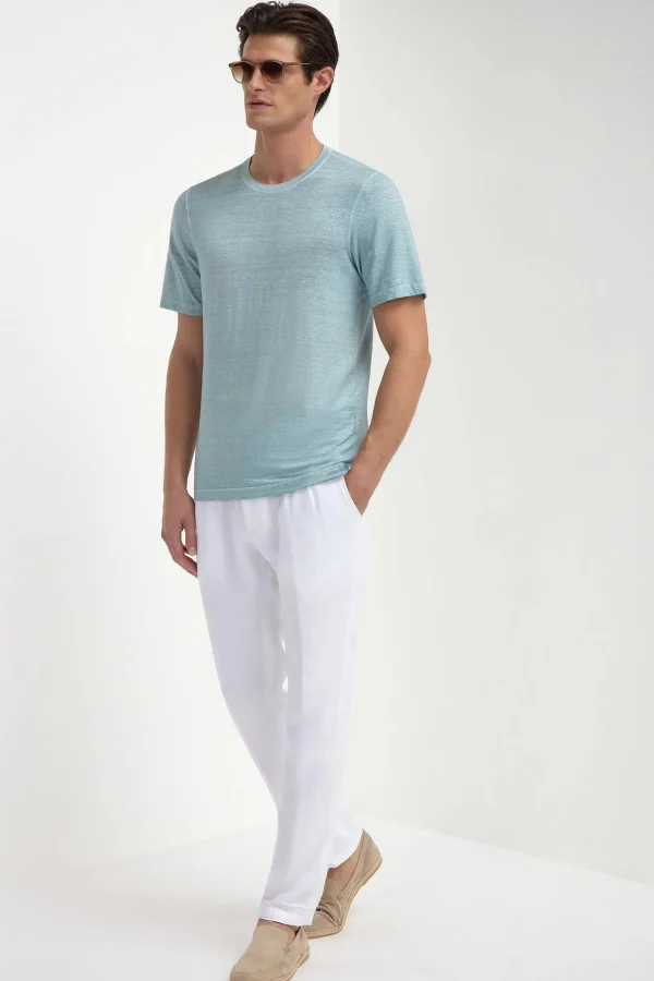 Light blue linen t-shirt - Made in Italy