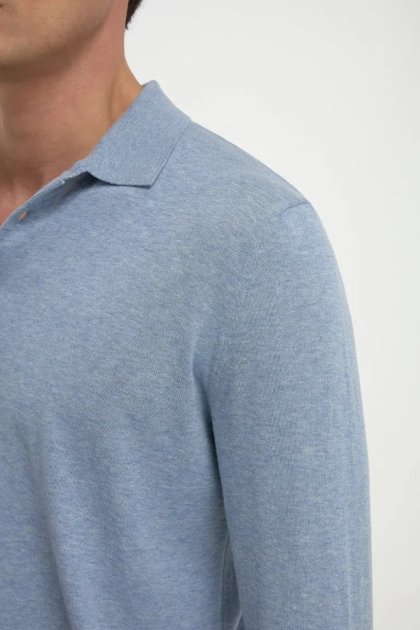 Light blue long sleeve polo - Made in Italy