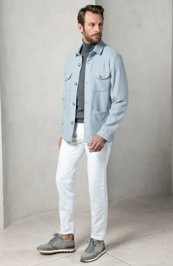 Light blue Safari Jacket flannel Super 180s – Made in Italy