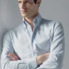 Light blue striped soft oxford button down shirt - Made In Italy