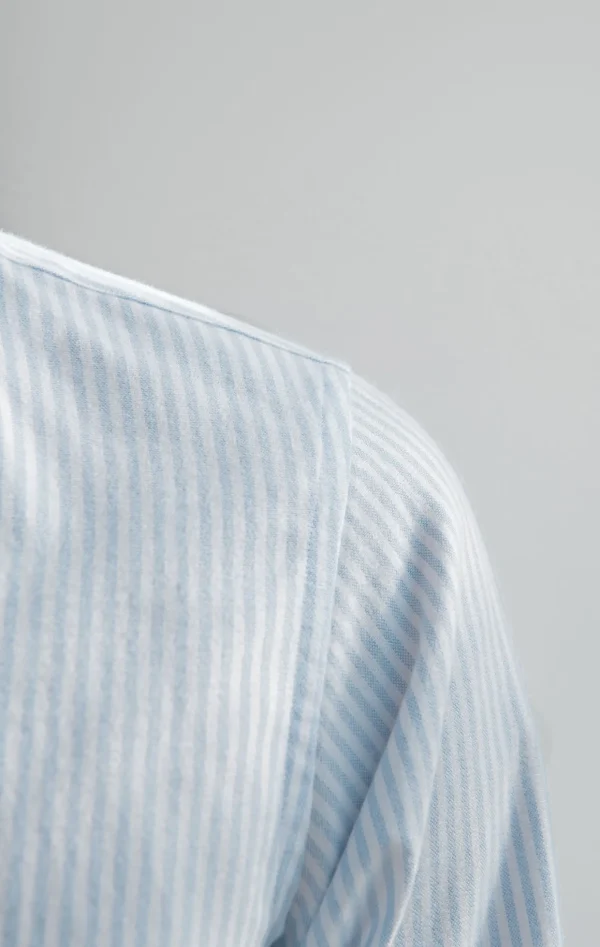 Light blue striped soft oxford button down shirt - Made In Italy