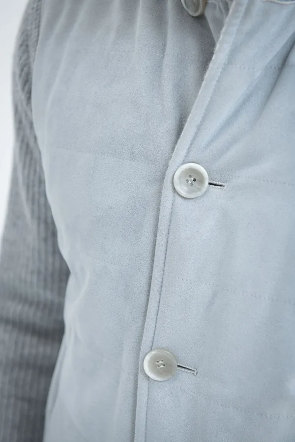 Light grey alcantara reversible vest – Made in Italy