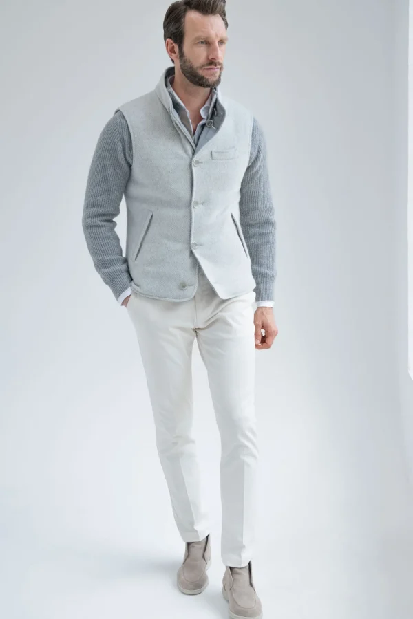 Light grey alcantara reversible vest – Made in Italy