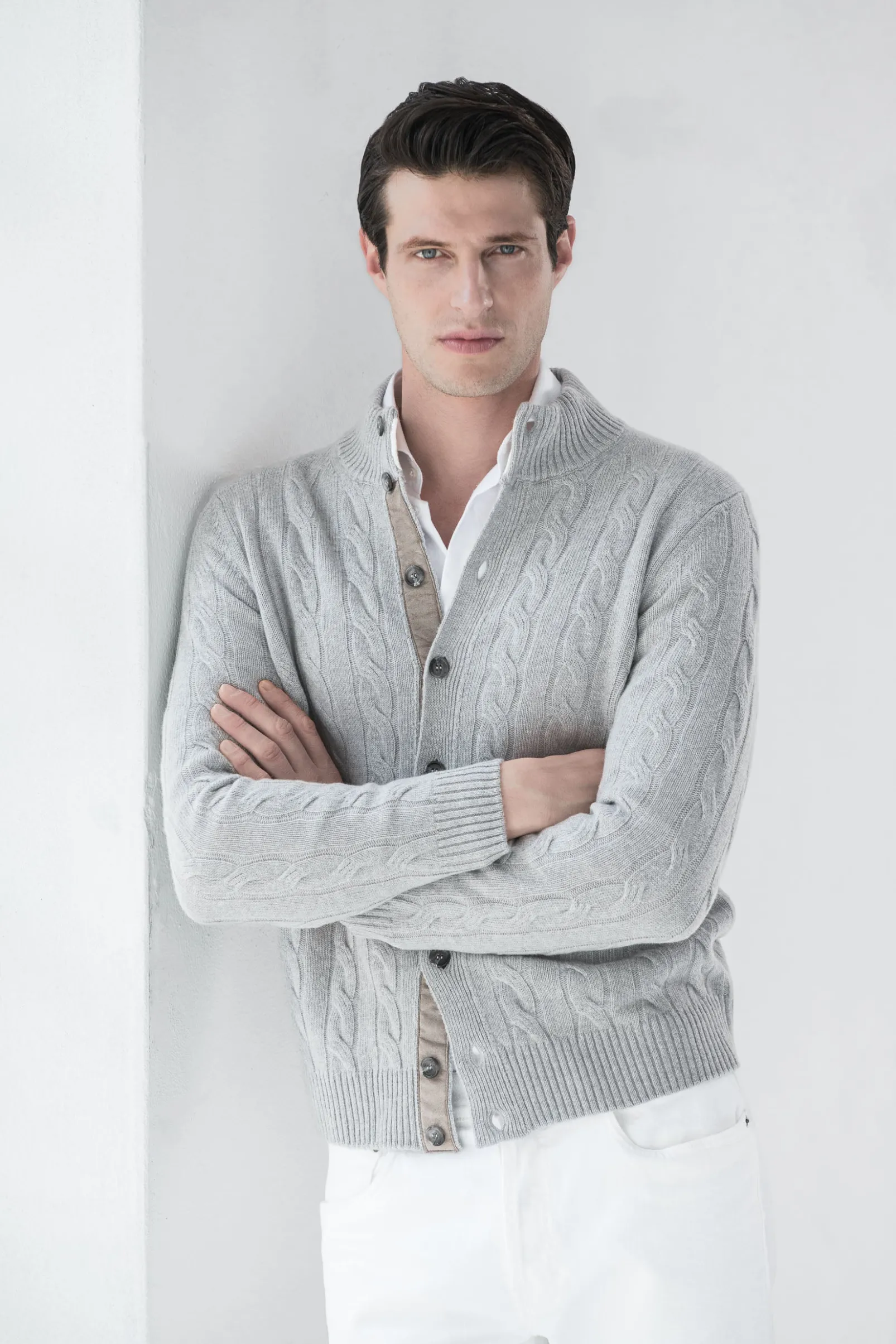 light_grey_cable_knit_car_0.webp Light grey cable knit cardigan – Made in Italy