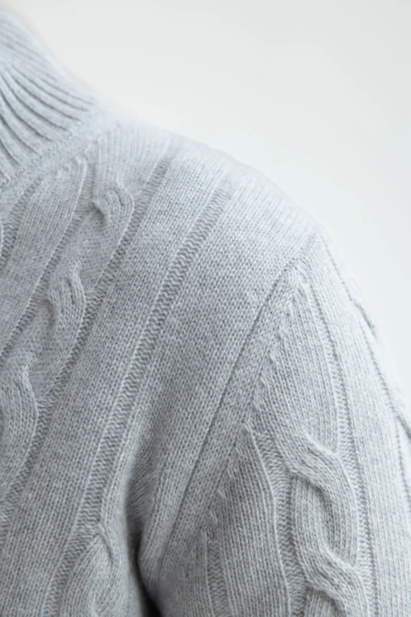 Light grey cable knit cardigan – Made in Italy