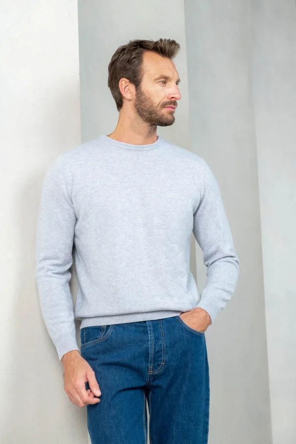 Light grey cashmere round neck – Made in italy