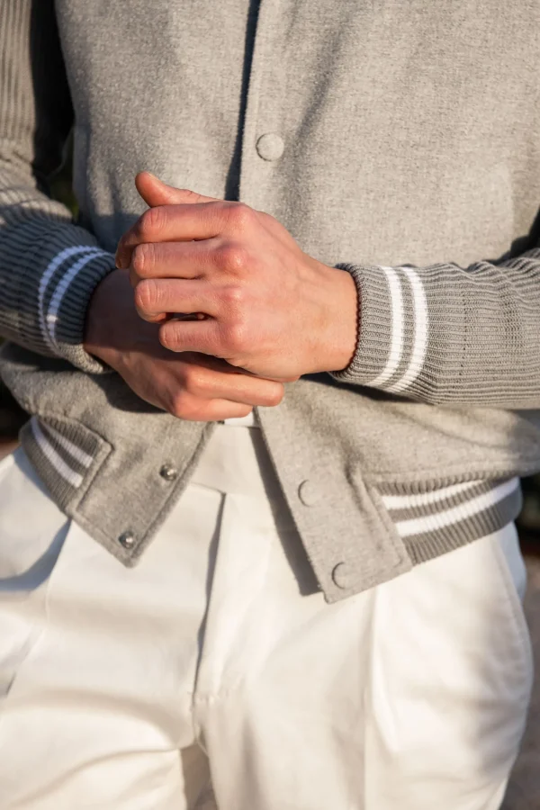 Light grey college jacket – Made in Italy