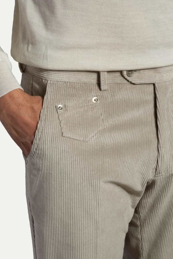 Light grey corduroy Sirmione trousers - Made in Italy