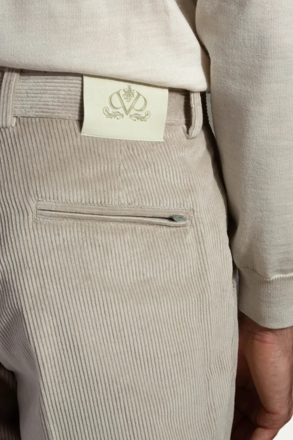 Light grey corduroy Sirmione trousers - Made in Italy