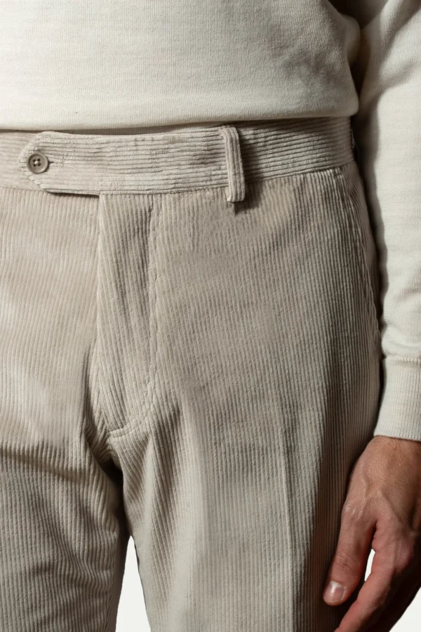 Light grey corduroy Sirmione trousers - Made in Italy