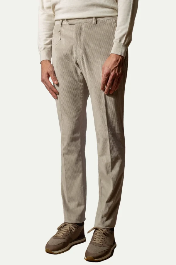 Light grey corduroy Sirmione trousers - Made in Italy