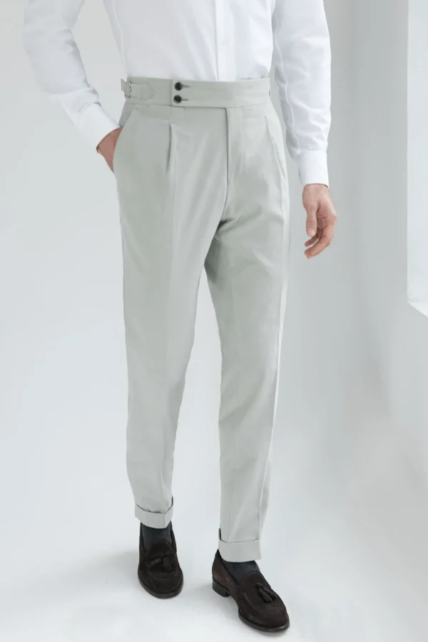 Light grey cotton Soragna trousers - Made in Italy