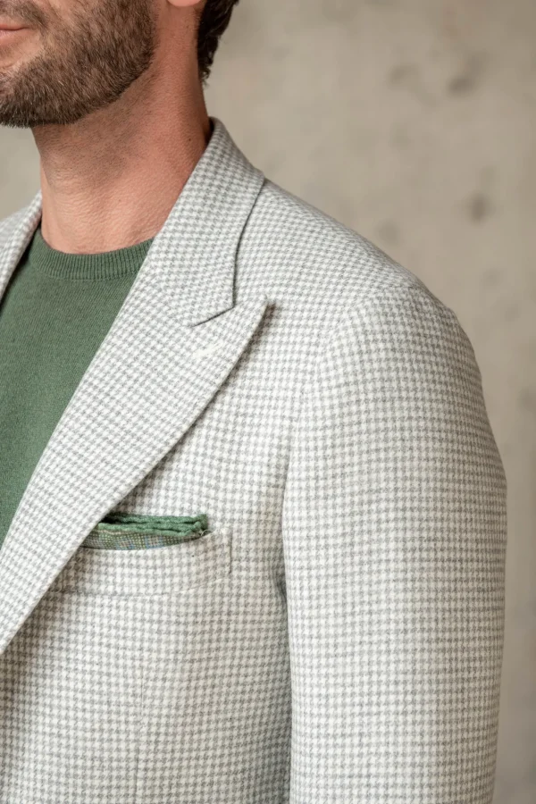 Light grey houndstooth jacket "Soragna Collection" - Made in Italy