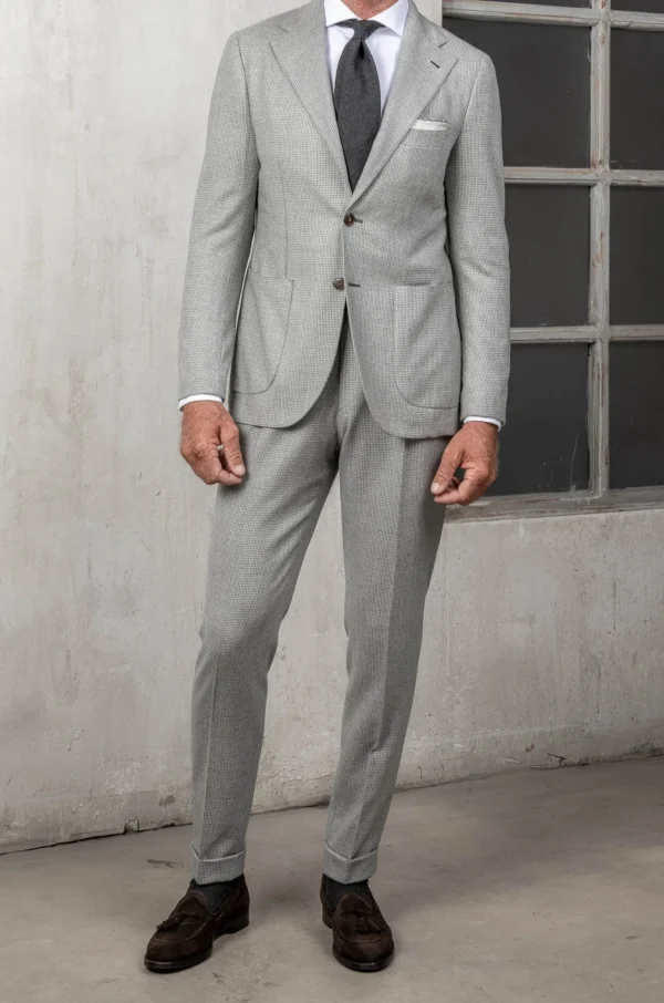 Light grey houndstooth suit - Made in Italy