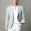 Light grey jersey houndstooth jacket - Made in Italy