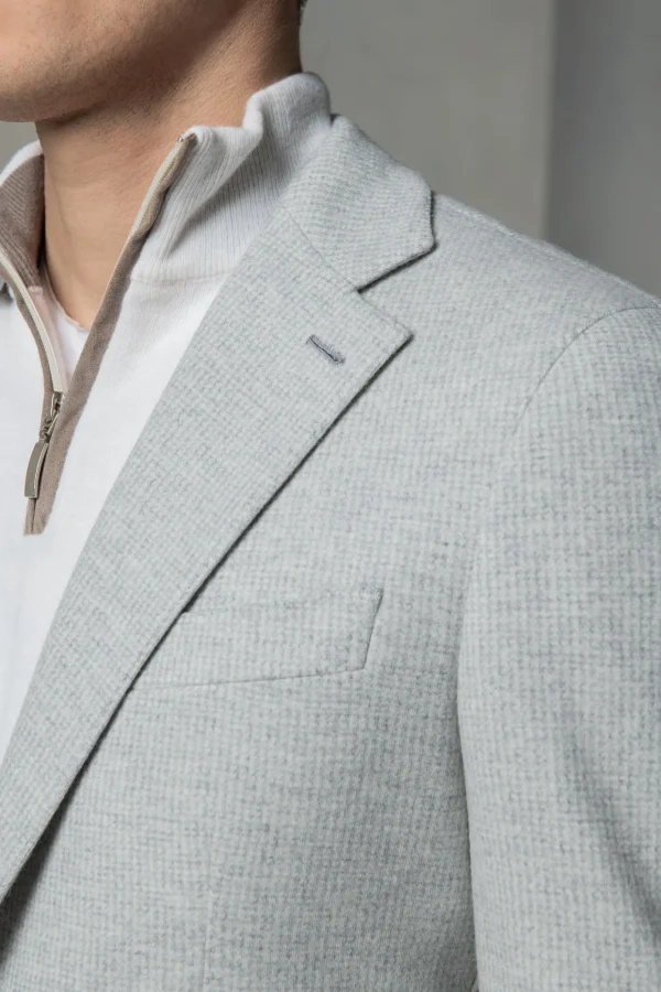 Light grey jersey houndstooth jacket - Made in Italy
