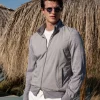 Light grey knit & nylon bomber jacket – Made in Italy