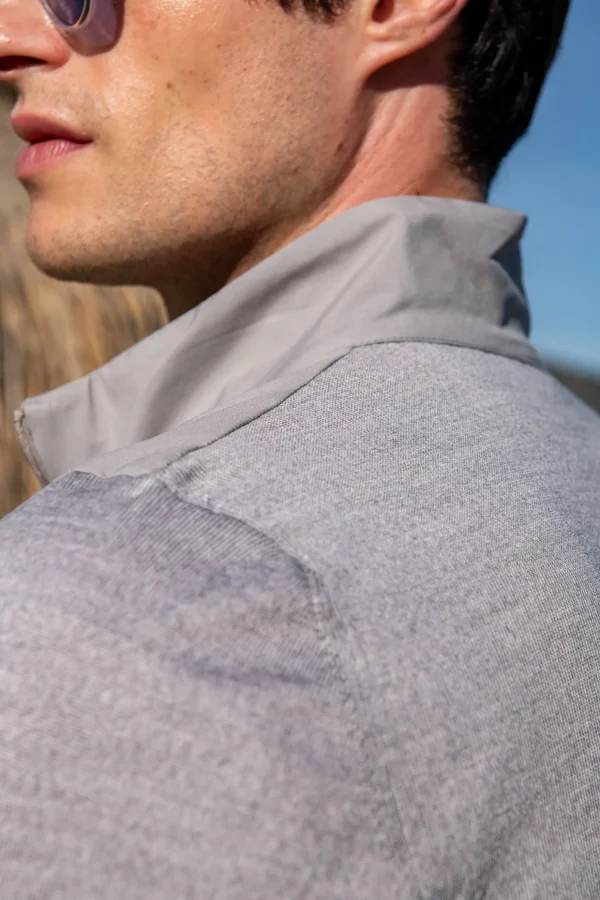 Light grey knit & nylon bomber jacket – Made in Italy