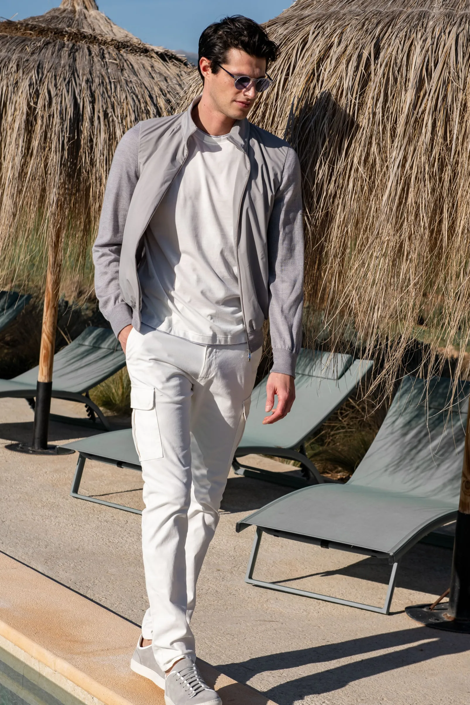 light_grey_knit__nylon_bo_4.webp Light grey knit & nylon bomber jacket – Made in Italy