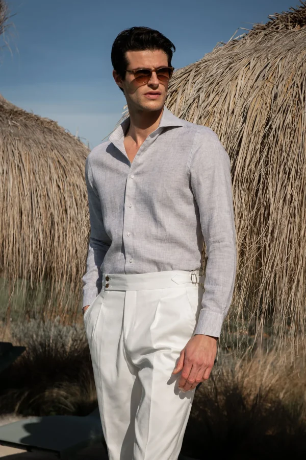 Light grey linen shirt - Made in Italy