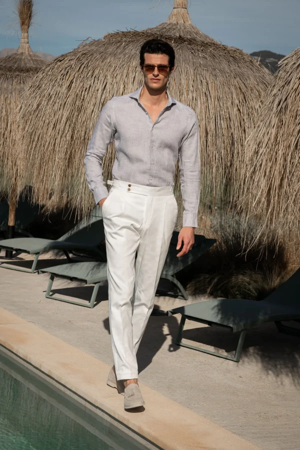 Light grey linen shirt - Made in Italy