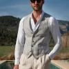 Light grey linen waistcoat - Made in Italy