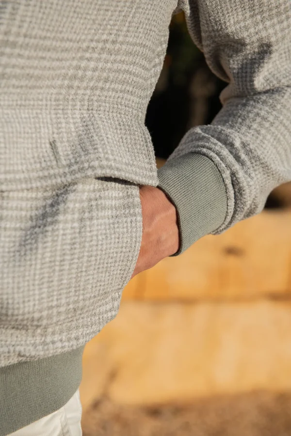 Light grey Prince of Wales bomber jacket – Made in Italy