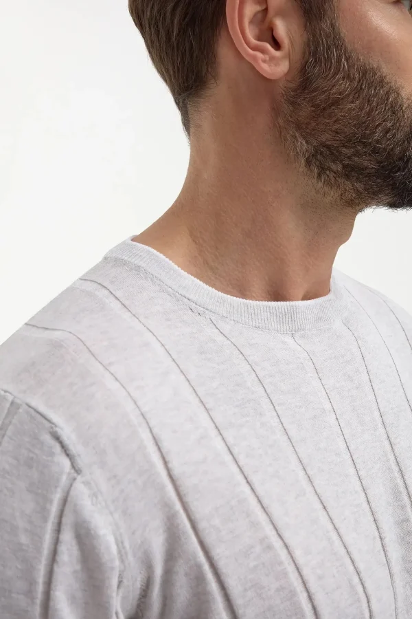 Light grey ribbed t-shirt - Made in Italy
