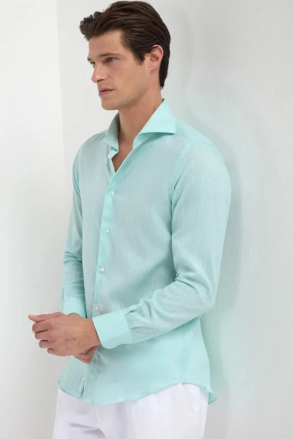 Mint linen shirt - Made in Italy