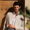 Natural herringbone double breasted suit - Made in Italy