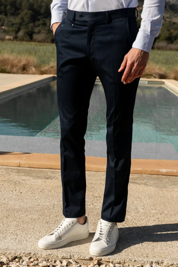 Navy cotton Sirmione trousers - Made in Italy