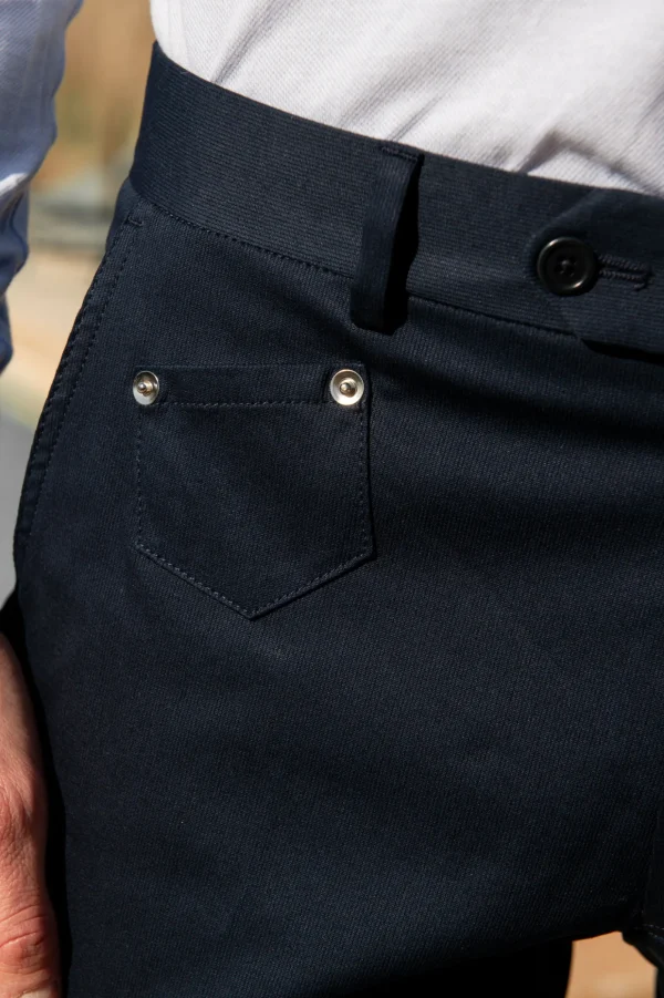 Navy cotton Sirmione trousers - Made in Italy