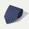 Navy fancy printed silk tie - Made In Italy