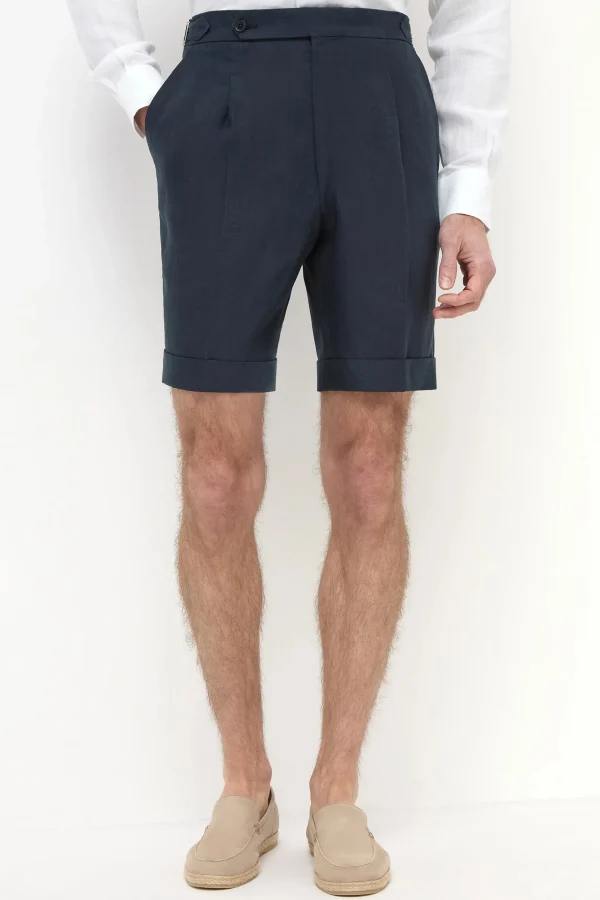 Navy linen shorts - Made in Italy