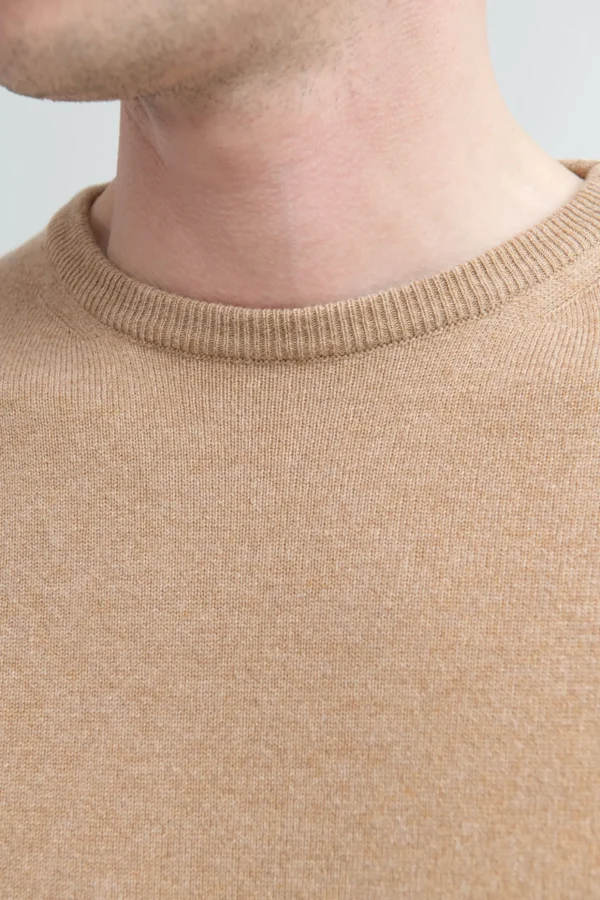 Ochre cashmere round neck – Made in italy