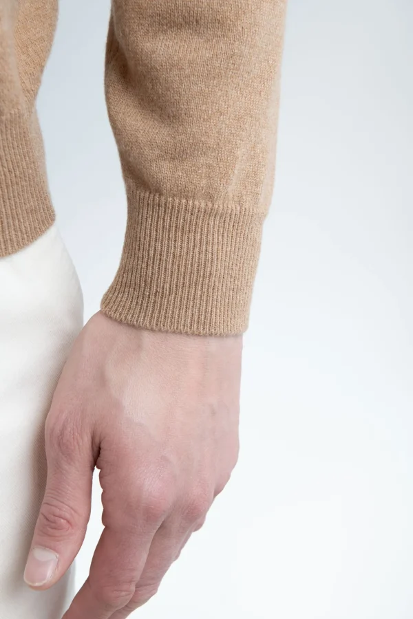 Ochre cashmere round neck – Made in italy