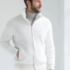 Off-white cashmere knitted bomber with fur - Made in Italy